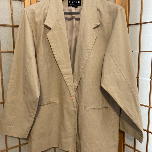 Adolfo International jacket. Medium, runs large. Tan. May be worn by women or me - Picture 6 of 8
